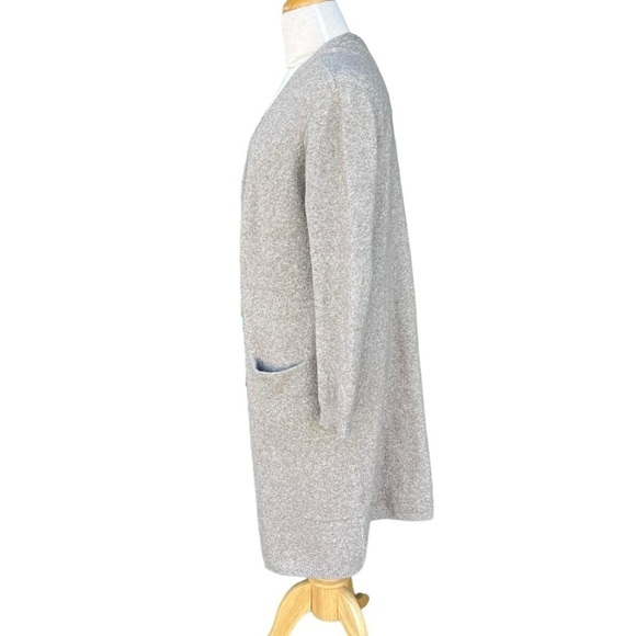 Nap Loungewear Relaxed Fit Long Cardigan Beige Open Front Pockets Cozy Warm Smll - Picture 3 of 15